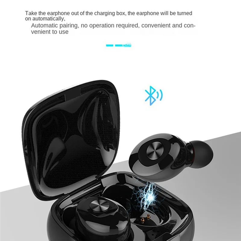 AA87 무선 헤드폰 Bluetooth 5.0 이어폰 터치 컨트롤 스포츠 이어 버드 LED 디지털 디스플레이는 스마트 폰에서 작동합니다 Black Dur