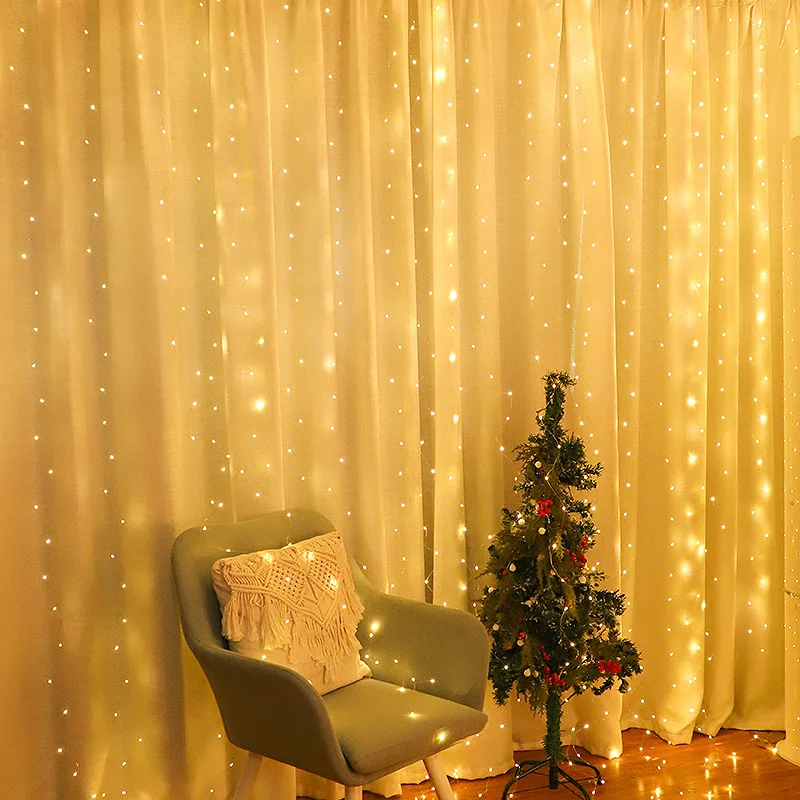 Imagem -02 - Controle Remoto Led Curtain String Lights Christmas Fairy Lights Usb Guirlanda de Casamento para Quarto Festa Decoração de Casa 6m 4m 3m