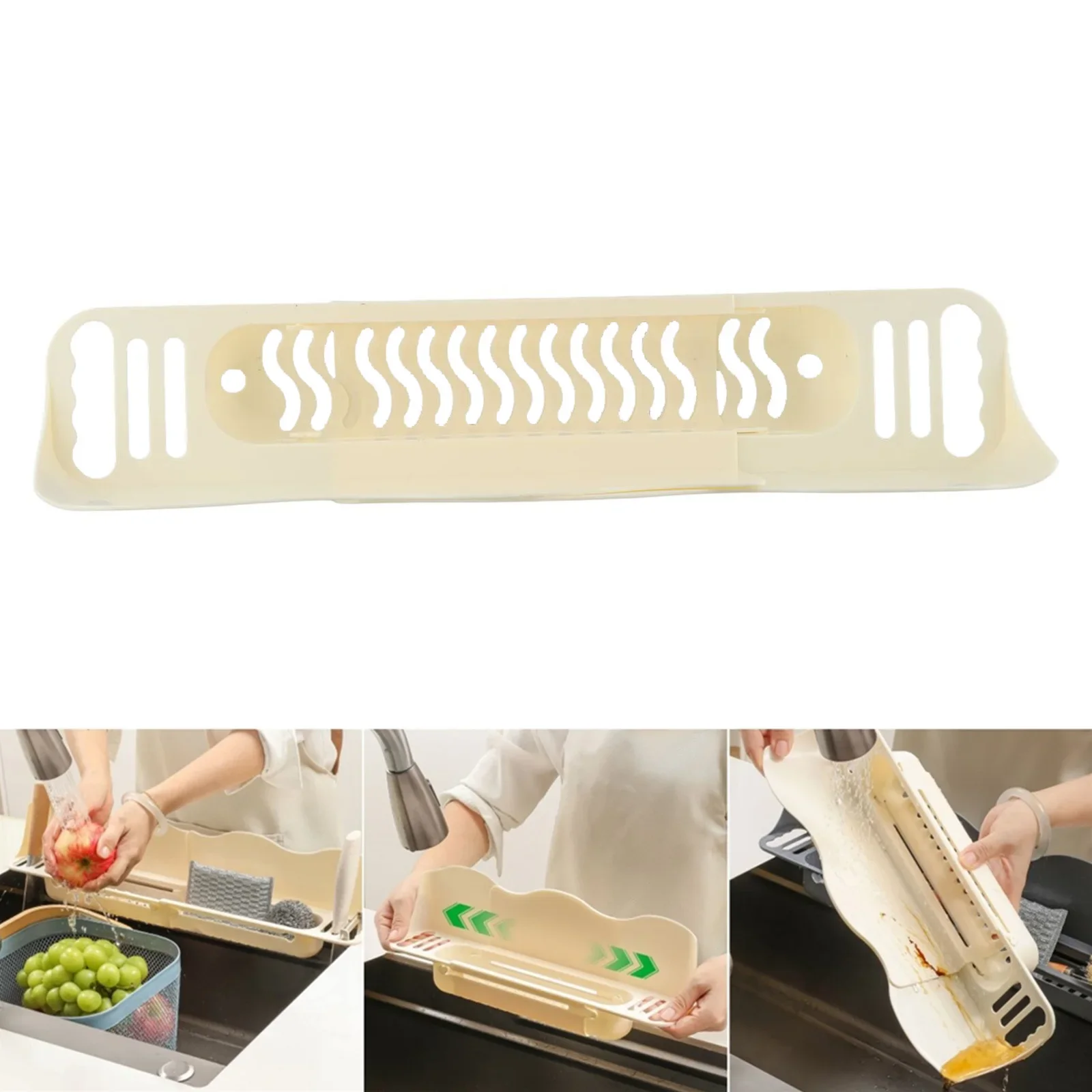Mess-Free Cleaning Tool Adjustable Sink Baffle 8x14.5x25 Cm Prevents Water Accumulation Sponge Holder Design For Bathrooms