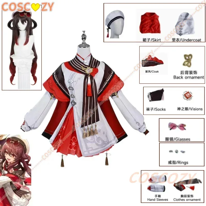 

Genshin Impact Hutao New Skin Cosplay 2025 Genshin Lantern Rite Hu Tao Outfit Long Wig Halloween Xmas Cosplay Costume for Girls