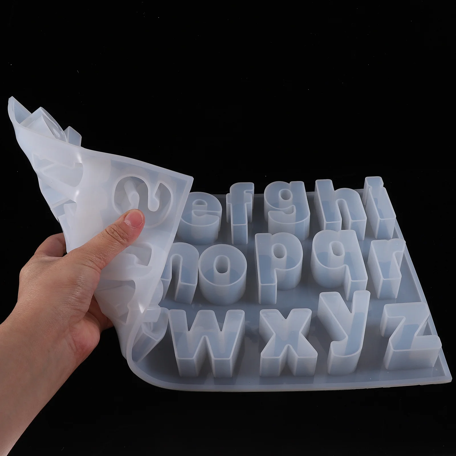 

Alphabet DIY Mold Crystal Epoxy Pendant Making Tools White Silicone Rectangle Stencil Craft Jewelry Keychain Letter
