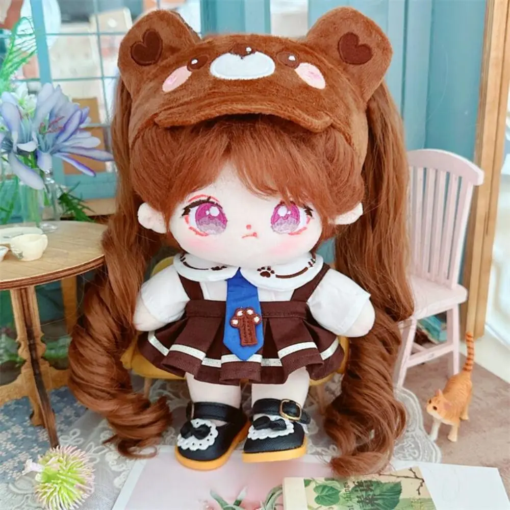 

Pastoral Style Cotton Doll Chemical Fiber Wig Headgear Toy Outfit 20cm Doll Clothes Princess Dress Shoes