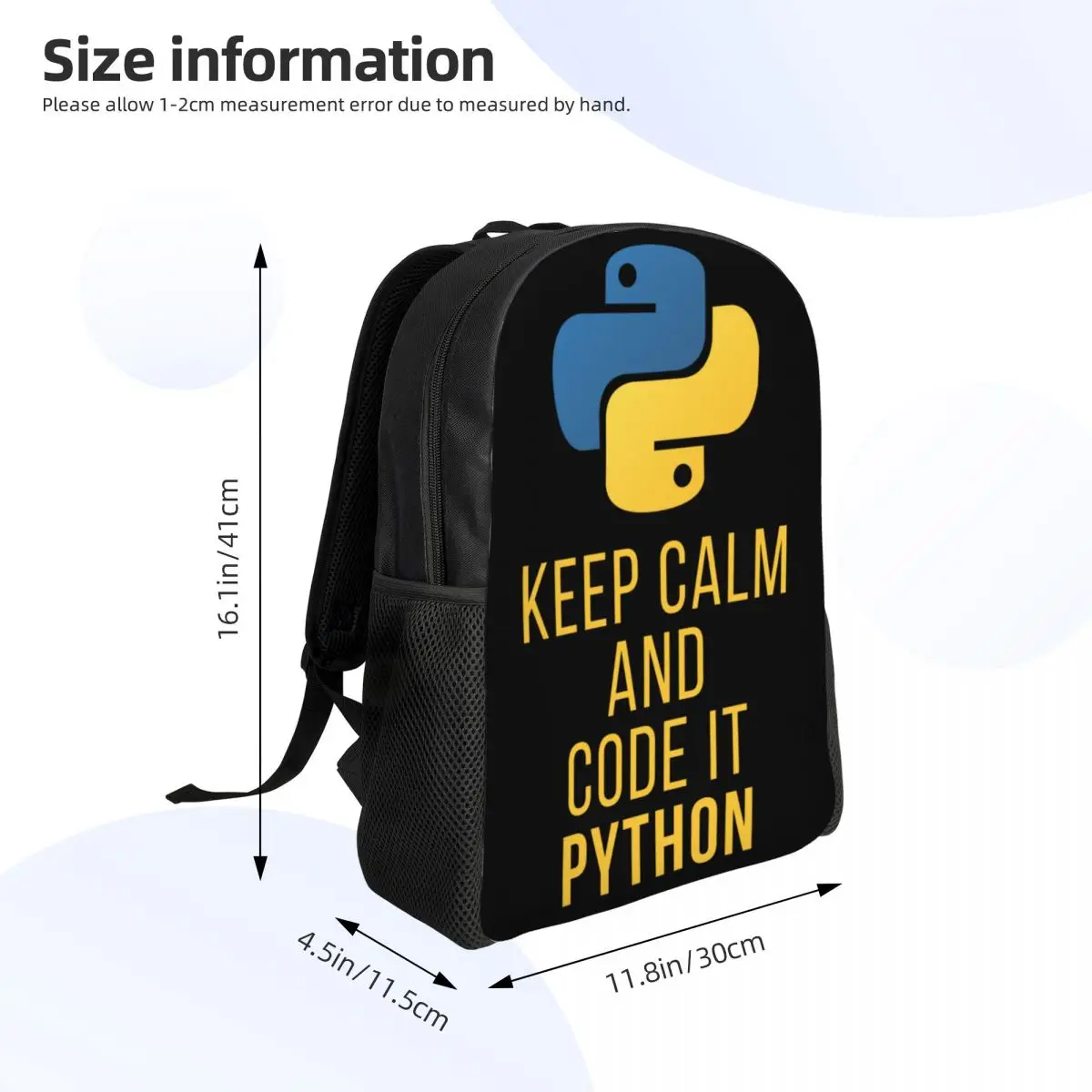 Funny Python Developer Backpacks for Men Women Waterproof School College Coder Programmer Bag Print Bookbag