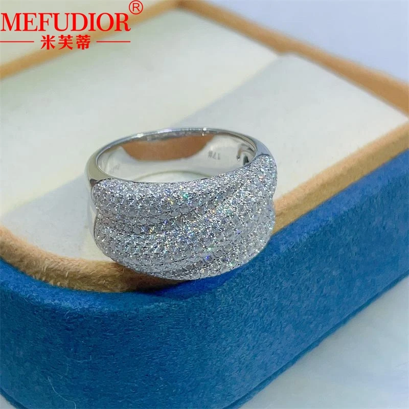 

S925 Sterling Silver Moissanite Luxury Women Rings Inlaid Full Diamonds for Couple Wedding Brand High Quality Jewelry Party Gift