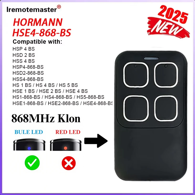 868MHz BS Bisecur Remote Control Compatible with Hormann HSE1 HSE2 HSE4 HSE5-868-BS HS5-868-BS Garage Door Handheld Transmitter