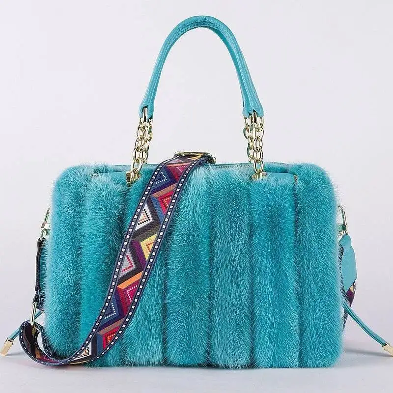 

Сумки из натурального норкового меха, женские зимние роскошные сумки, женская сумка через плечо на одно плечо, однотонные пушистые кошельки, женские