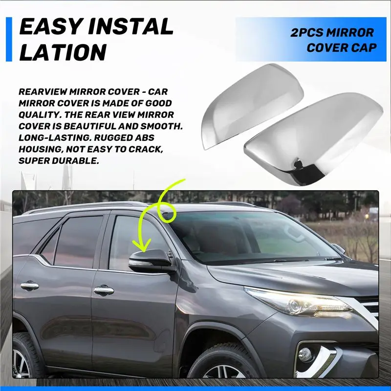 DT42-Car Rear View Mirror Decoration Side Door Mirror Cover Cap For Toyota Hilux Revo Vigo Fortuner Highlander RAV4 Innova