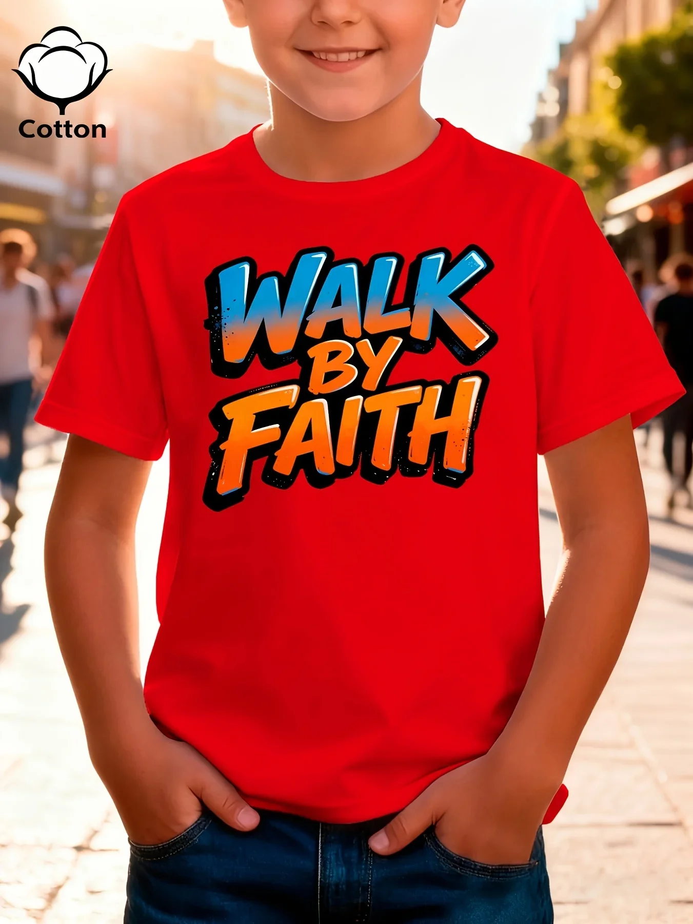 Moving Forward with Confidence Children's Creative T-shirt Is Casual Comfortable Short Sleeved Summer Parent-child Outfit