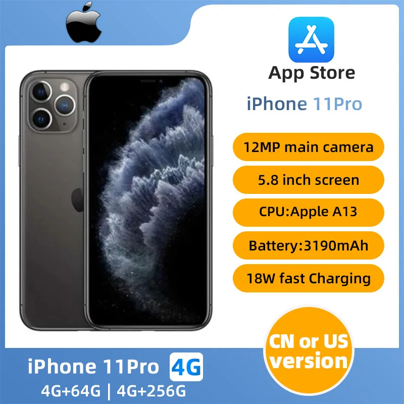 Apple iphone 11 pro 4G 5.8inch OLED  Screen  3190mAh Battery ROM 64/256GB Cell Phone Original Unlocked Smartphone used phone