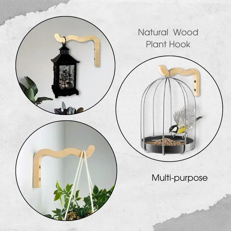 Wood Plant Hanger Flower Pot Hook For Wall Plant Wind Chimes Hanging Flowers bracket Garden Home Balcony Patio Decoration