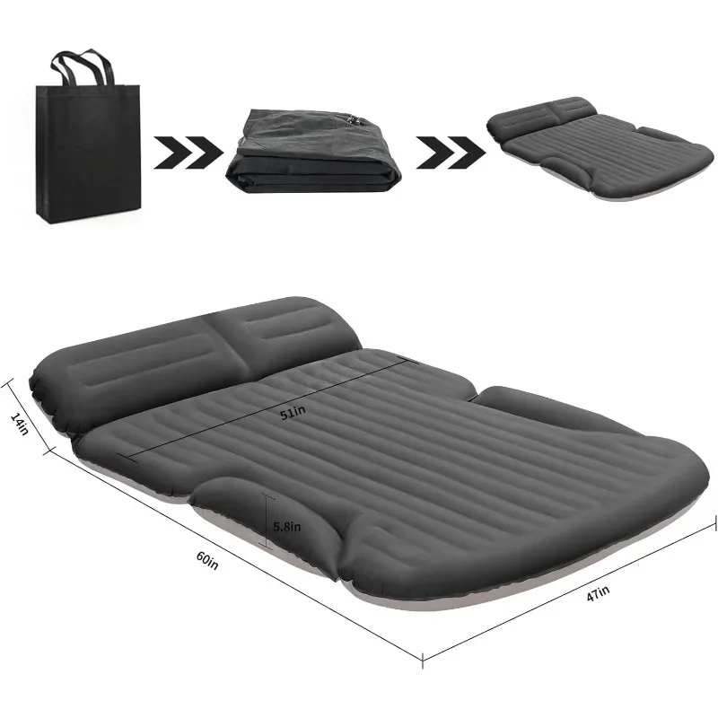 سرير تخييم للسفر متدفق على الوجهين مع وسادتين ومضخة كهربائية وسرير متنقل مخصص قابل للنفخ