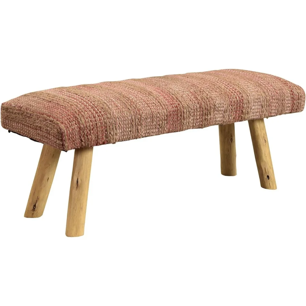 ل.ر. الموارد inc lr مقعد مزرعة منزلي مصنوع يدويًا مخطط من الجوت والصوف، أحمر #5