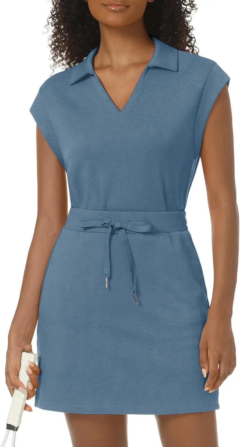 

Womens Two Piece Skirt Sets Tennis Outfits Casual Cap Sleeve Lapel Shirt Summer Athletic Sport Short Skort Set