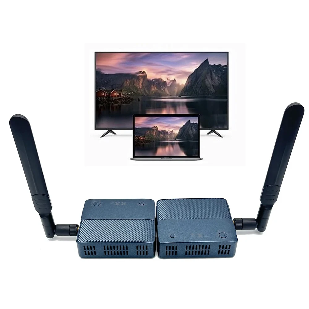 1080P 4K 150M Wireless HDMI Video Transmitter and Receiver Kit W/ Rj45 Cat6 Ethernet Cable Extender 2 in1 Can Pass Through Wall