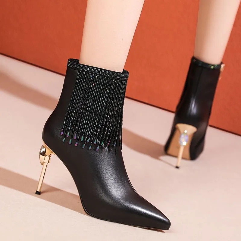 Women's ankle boots pointy heels Stilettos Fashion winter party evening shoes shoes for women