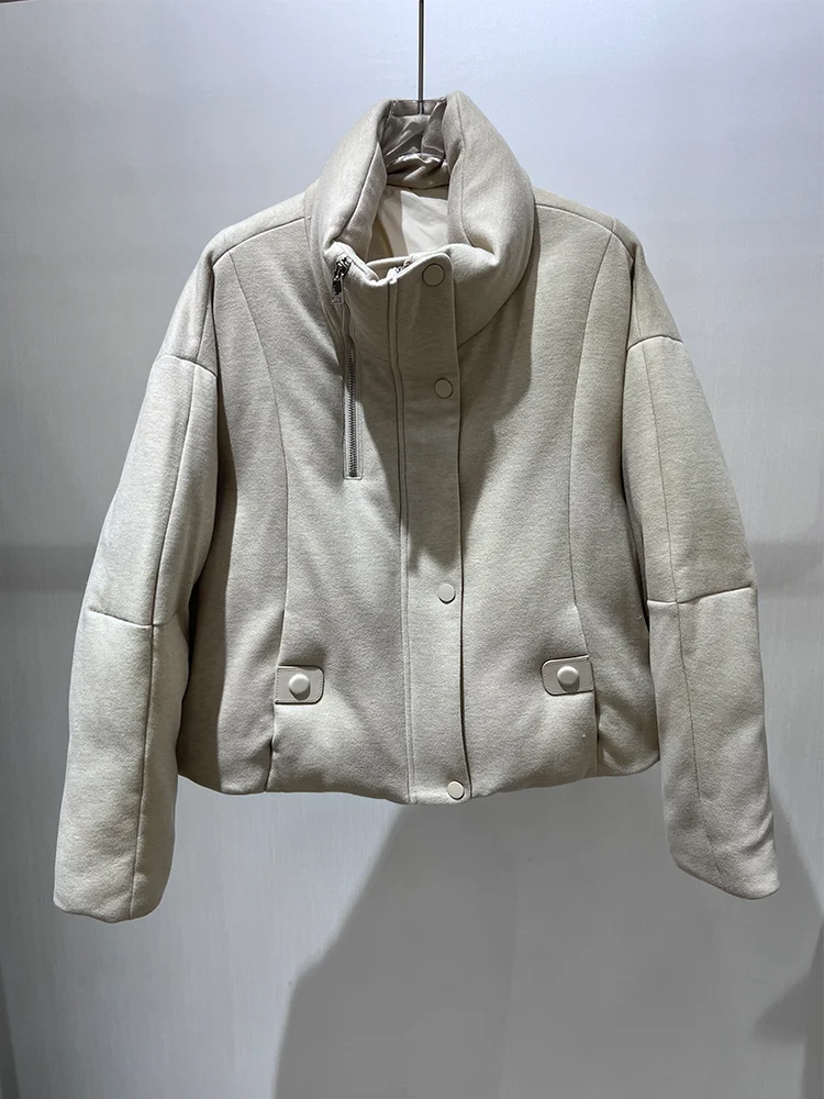 Mulheres inverno cashmere lã jaquetas lã natural ganso para baixo jaqueta grossa parkas feminino outwear puffer jaquetas