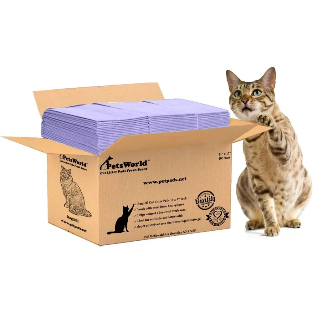 For Cats Fresh Scent Cat Litter Pads 16.9x11.4 Inch Breeze Box Compatible Supplies Built-in Polymer Littermaid Waste Receptacles