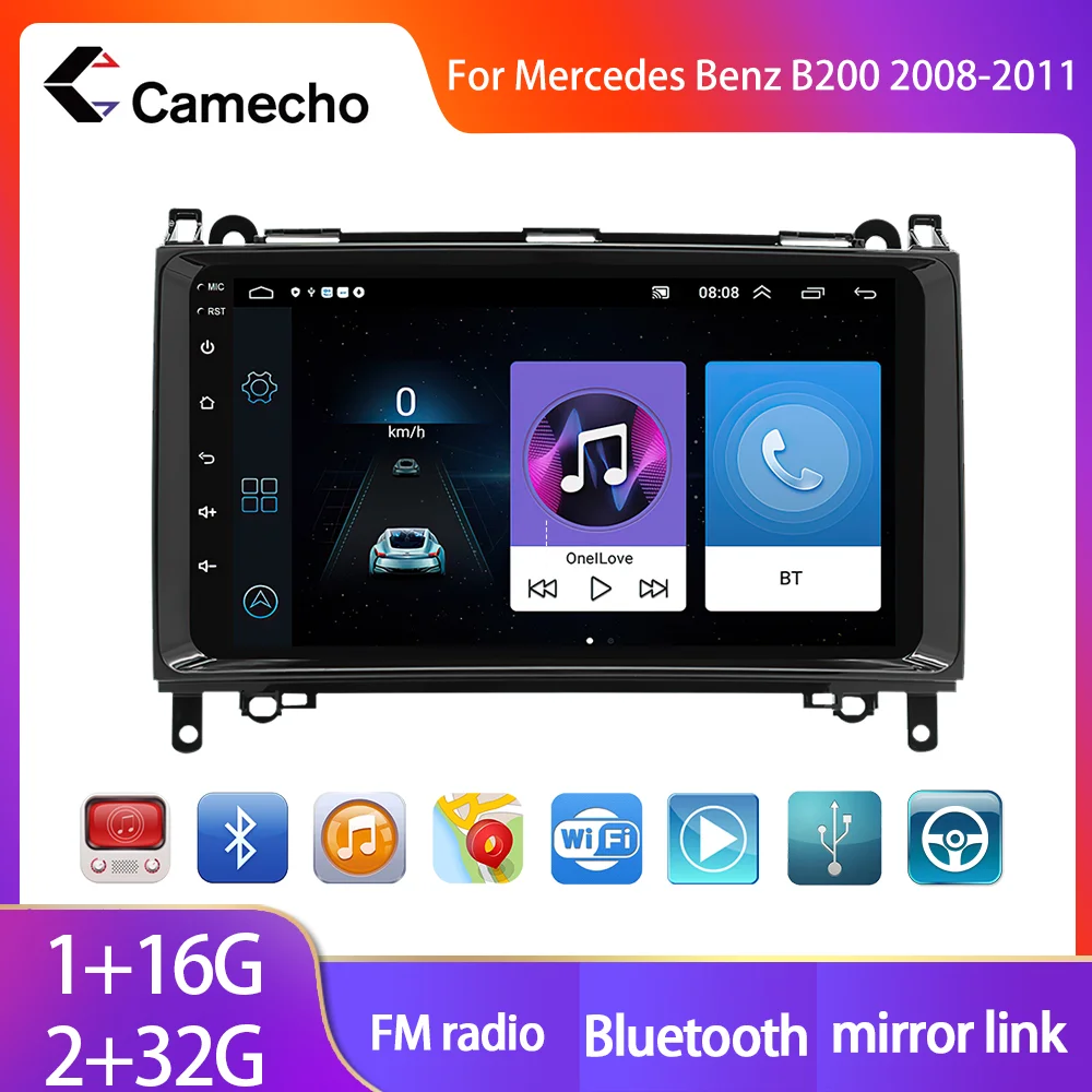 

Автомагнитола Camecho 2 Din для Mercedes Benz B200 2008-2011, Android, 2 + 32 ГБ, GPS, радио, радио, GPS-навигация, аудио, Wi-Fi плеер