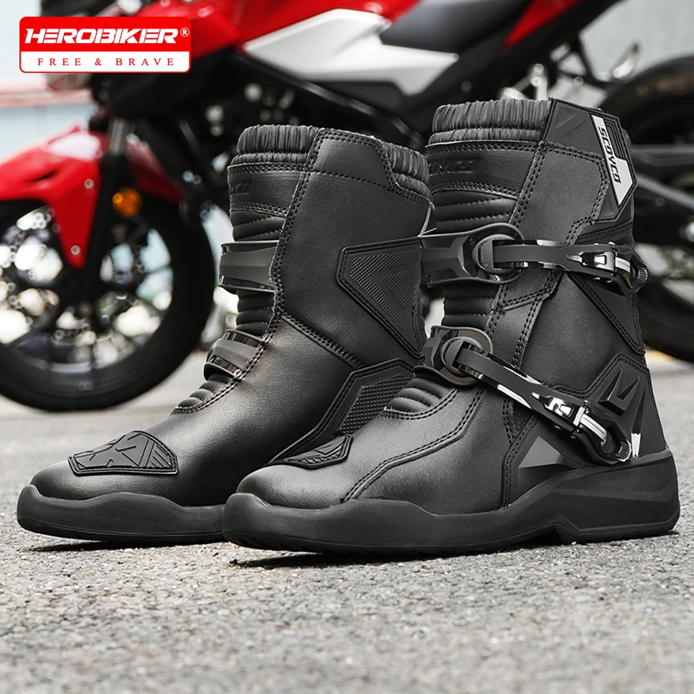 

Motorcycle Riding Boots Waterproof Motorcycle Boots Motorcyclist Shoes TPU Leather Anti-slip Motocross Rally High Top Boots