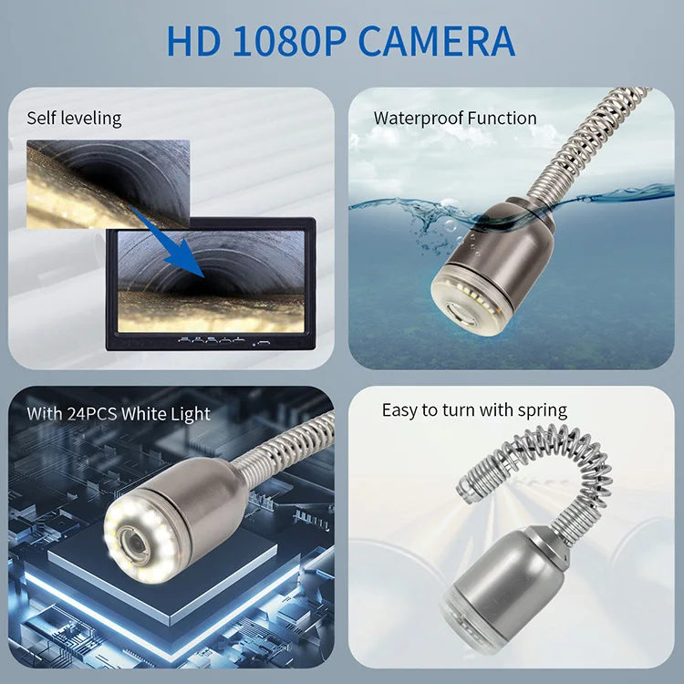 1080P 50Mm Hoofd Endoscoop Inspectie Camera Met 20Meter Kabel Riool Afvoer Pijp Inspectie Camerasysteem 7 Inch Lcd