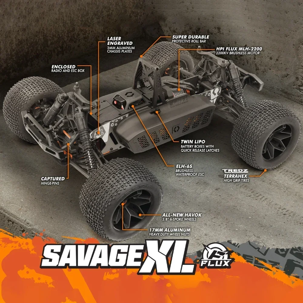 

HPI RACING SAVAGE XL FLUX V2 GTXL-6 160103 RTR 4WD 1/8 RC Электрическая модель с дистанционным управлением Автомобиль Monster Truck Игрушки для взрослых и детей