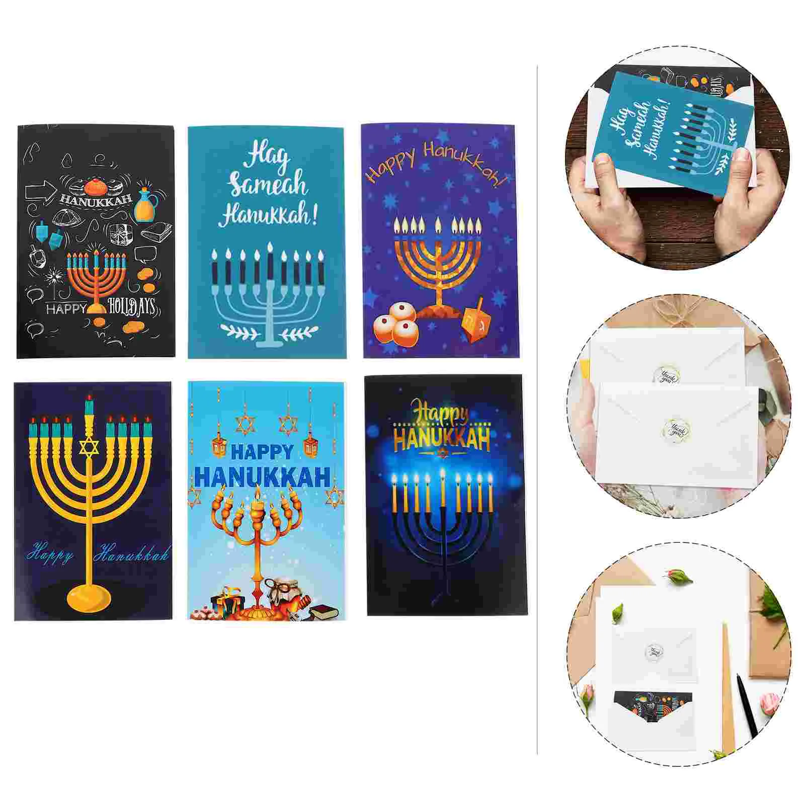 Tarjeta de felicitación de Hanukkah, tarjetas de fiesta, papel de bendición, regalo, cartón, tema, sobres para festivales