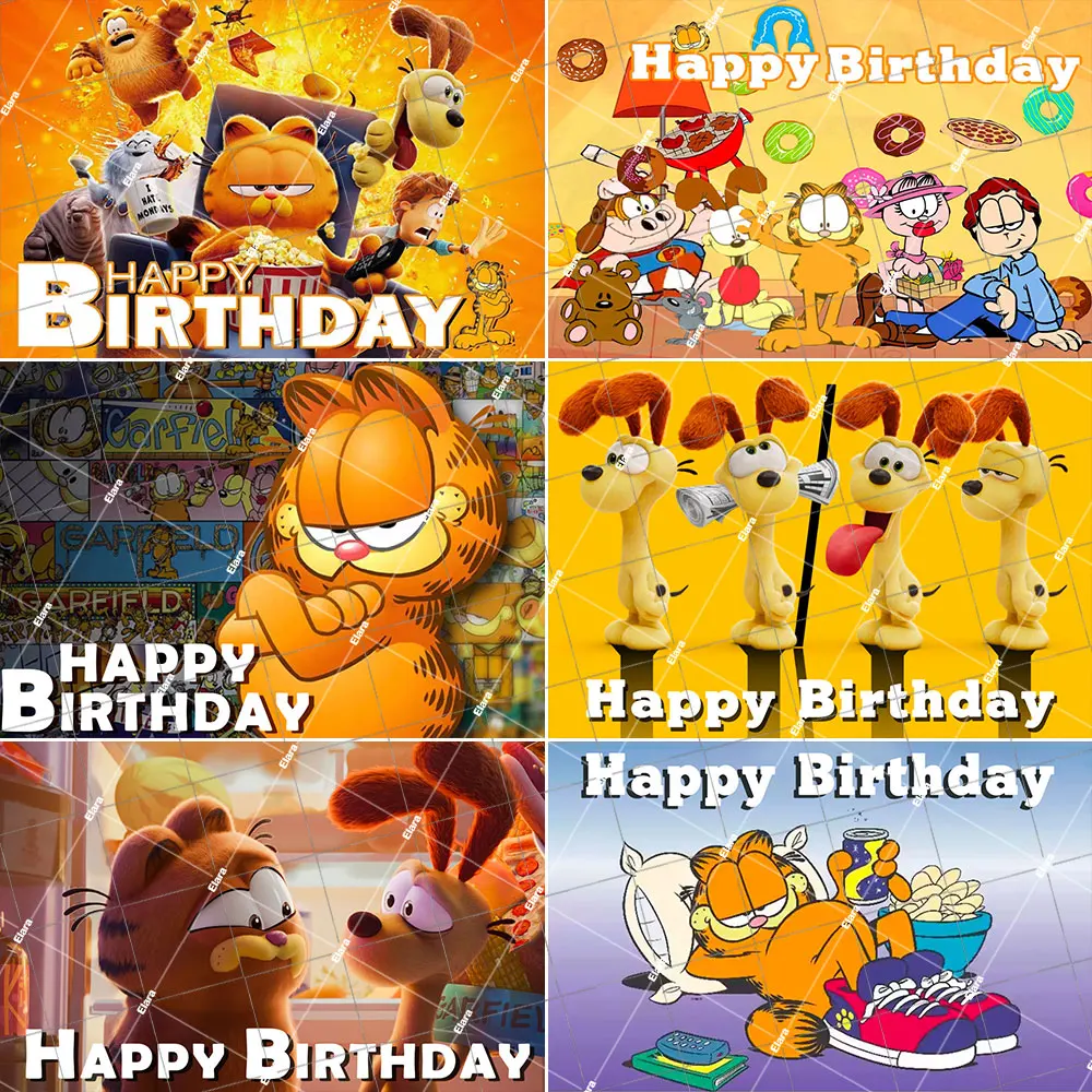 

Cartoon G-Garfielded Theme Kid's Birthday Party Decoration Cute Orange Cat And Dog Photography Background Baby Shower Supplies