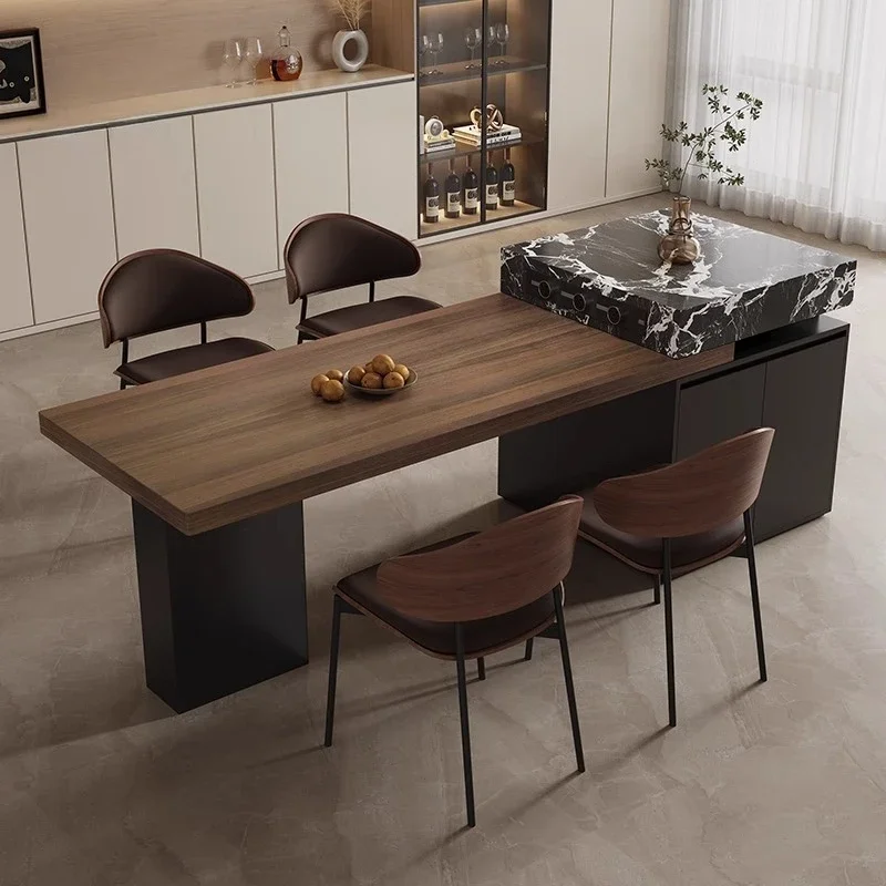 ​​Mid-Century Modern Designer Quartz Kitchen Island Extendable Dining Table Multifunctional Compact Dining Room Furniture FYDT​​