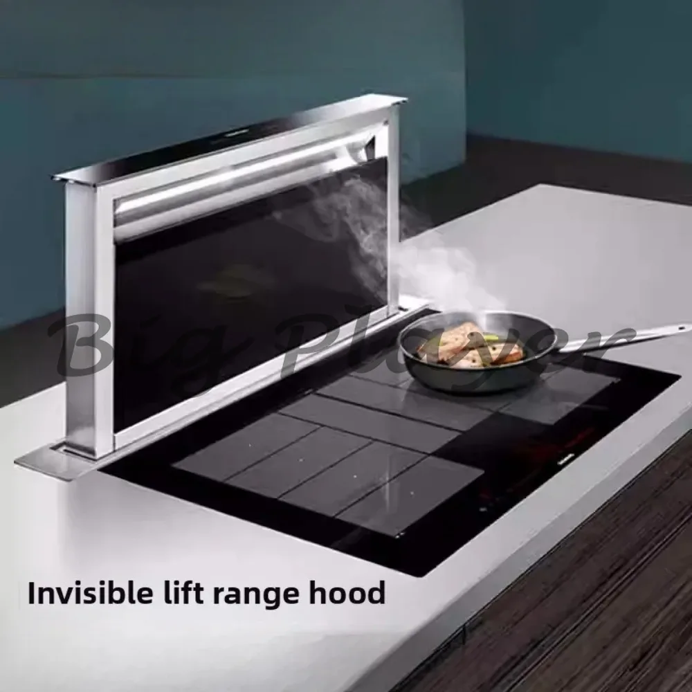 

Invisible lift range hood lower suction lower row embedded household hood