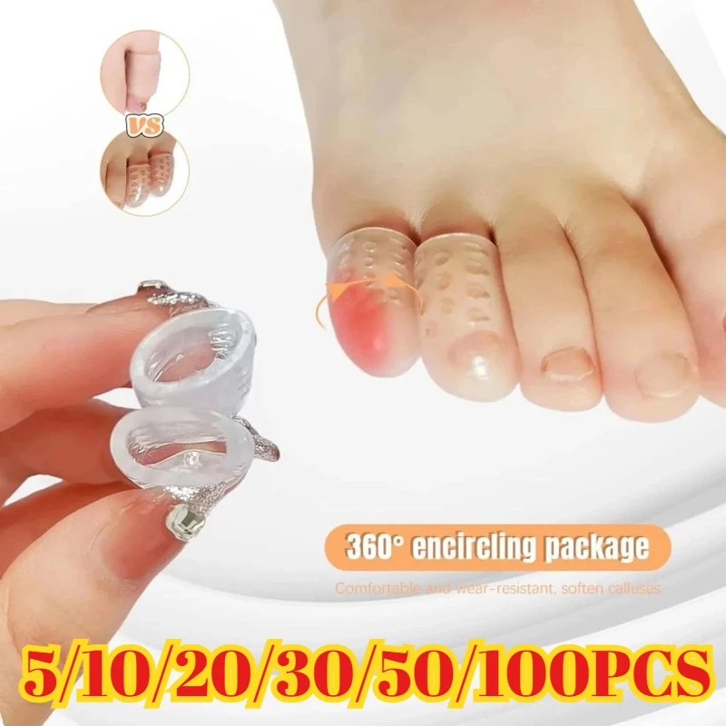 5-100pcs Transparent Silicone Toe Covers Women Gel Little Toes Protector Tube Foot Care Finger Caps Elasticity Prevents Blisters