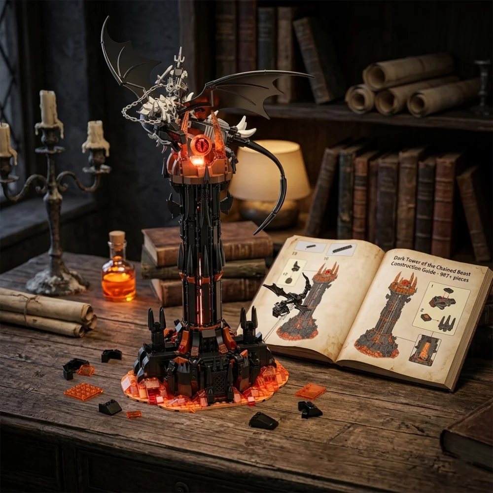 

Creative Movie Rings Model The Fell Beast Magic Tower Building Blocks Creative DIY tabletop decorations Assemble Toys Gift Kids