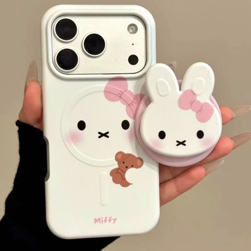Cartoon Kawaii Simple Pink Color Phone Stand Strong Adhesive Force High Quality Good Use Attractive Appearance Airbag Type Miffy