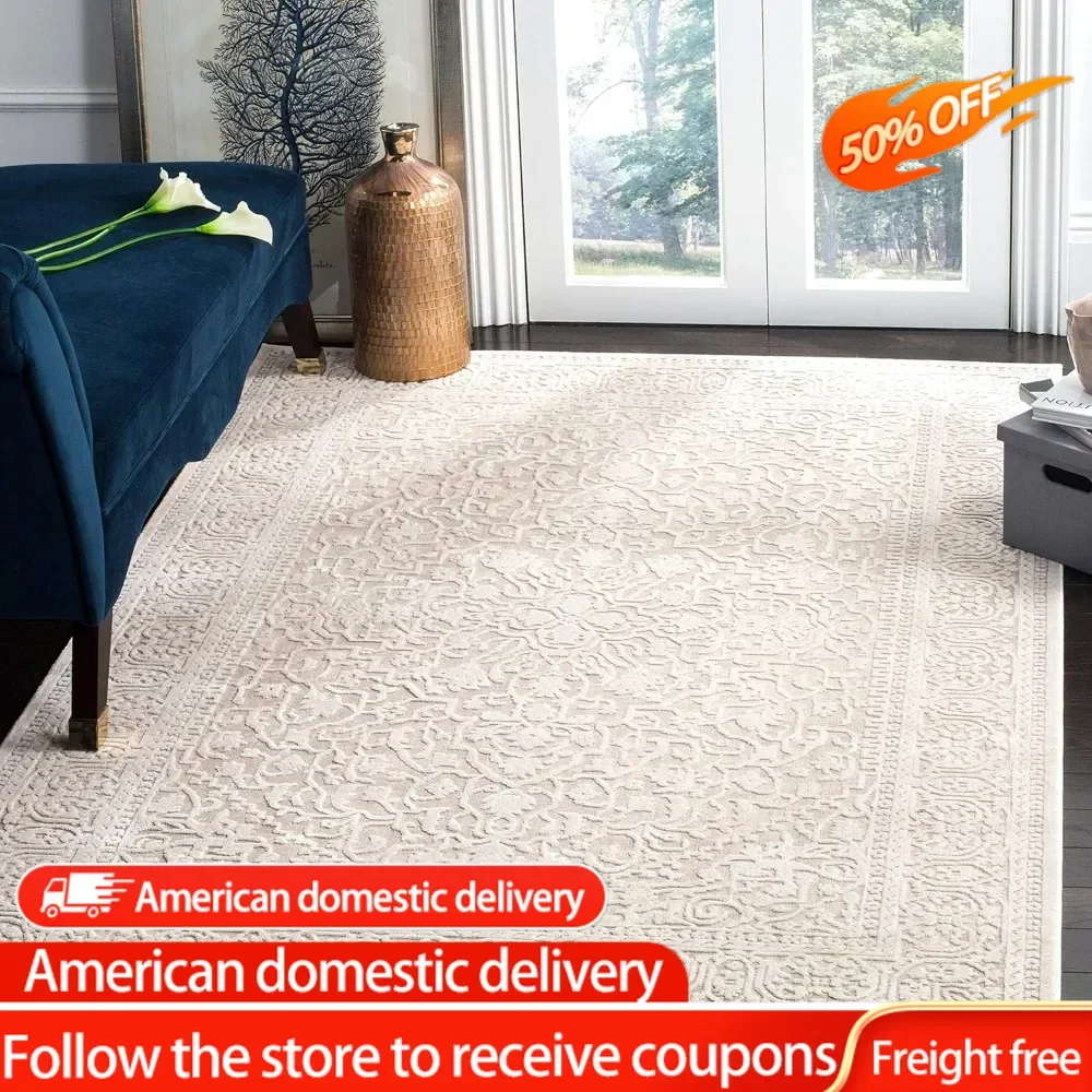 Area Rug - 10' x 14', Beige & Cream, Vintage Distressed Design, Non-Shedding & Easy Care, Ideal for in Living Room, Bedroom