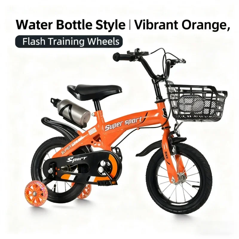 

Vikabe Children's Bicycle with Flashing Wheels Orange Top Kettle Model for Boys 3-6 Years Old 9-10 Years Old
