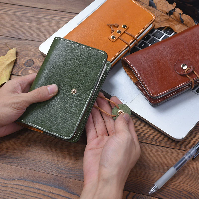 A6 genuine leather business notebook A7 loose leaf notebook office record book vegetable tanned cowhide hand book