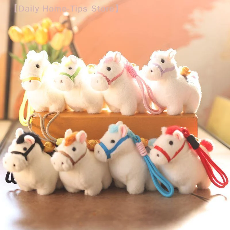 Niedliches chinesisches Jahr des Pferdes Pony Plüschpuppe Maskottchen Stofftier Schlüsselanhänger Anhänger Lanyard Tasche Hängen Charm Neujahr Souvenir Geschenk
