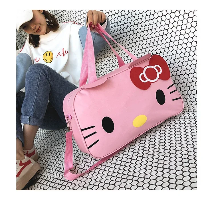 Hello Kitty travel bag waterproof large-capacity cute cartoon KT duffel bag female portable short-distance travel bag sports bag