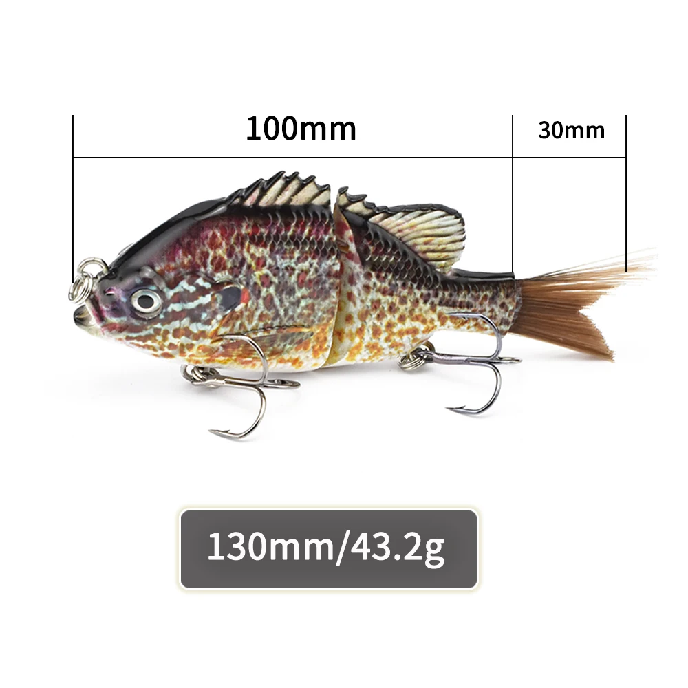 5 Inch 2 Segments Bluegill Fish Jointed Hard Artificial Fishing Lures Bionic Crankbait Saltwater Fishing Accessories