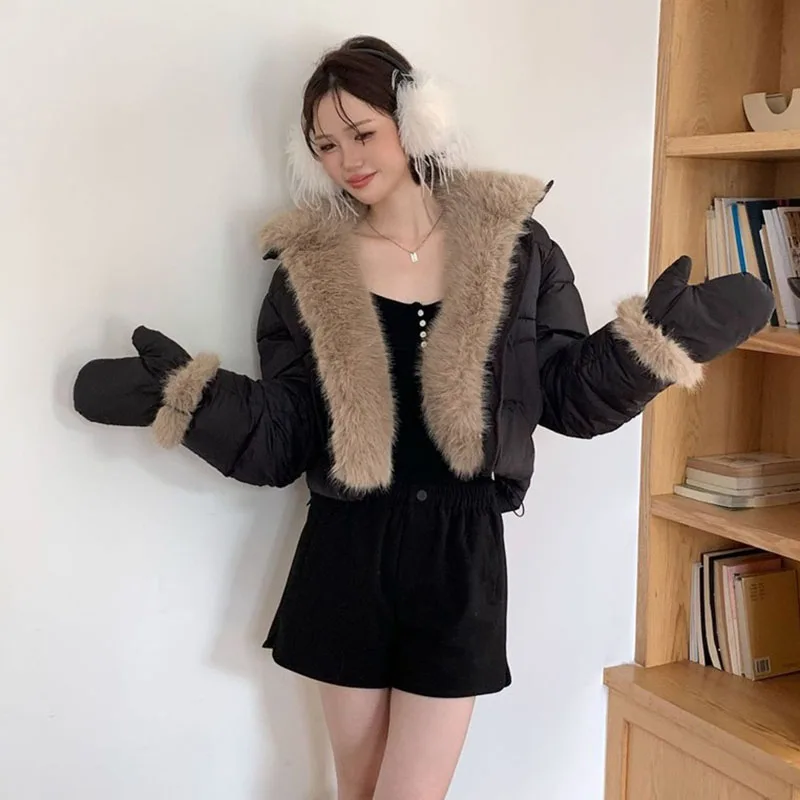 Winter Overcoat Parker 2026 Women High-end Short Cotton Coat Large Haired Collar Korean Cold Resistant Thick Cotton Jacket