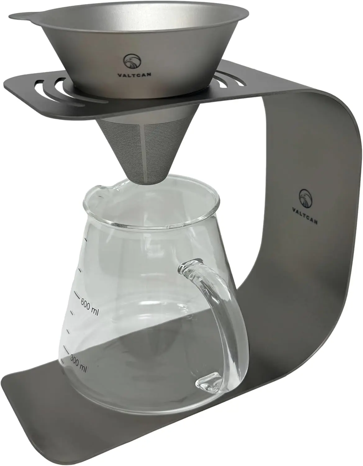 

Titanium Pour Over Coffee Maker Set – Reusable Metal Filter, Cone Dripper, Mug Stand – Ultralight, Durable, No Plastic, for Camp