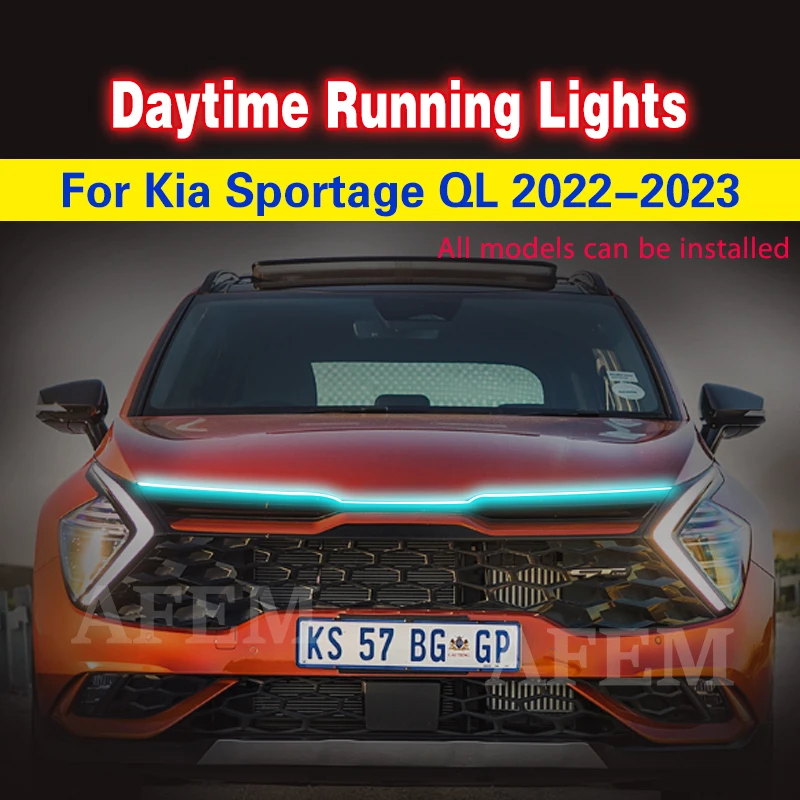 LED Daytime Running Light Car Hood Decorative Lights DRL Auto Engine Hood Guide Decorative Ambient Lamp 12V For Kia Sportage QL