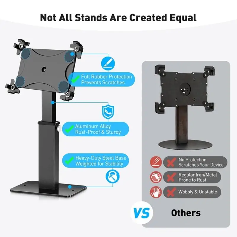 652F 360 Rotating AntiTheft Tablets Stand Adjustable 8.3-13.4inch Height Commercial