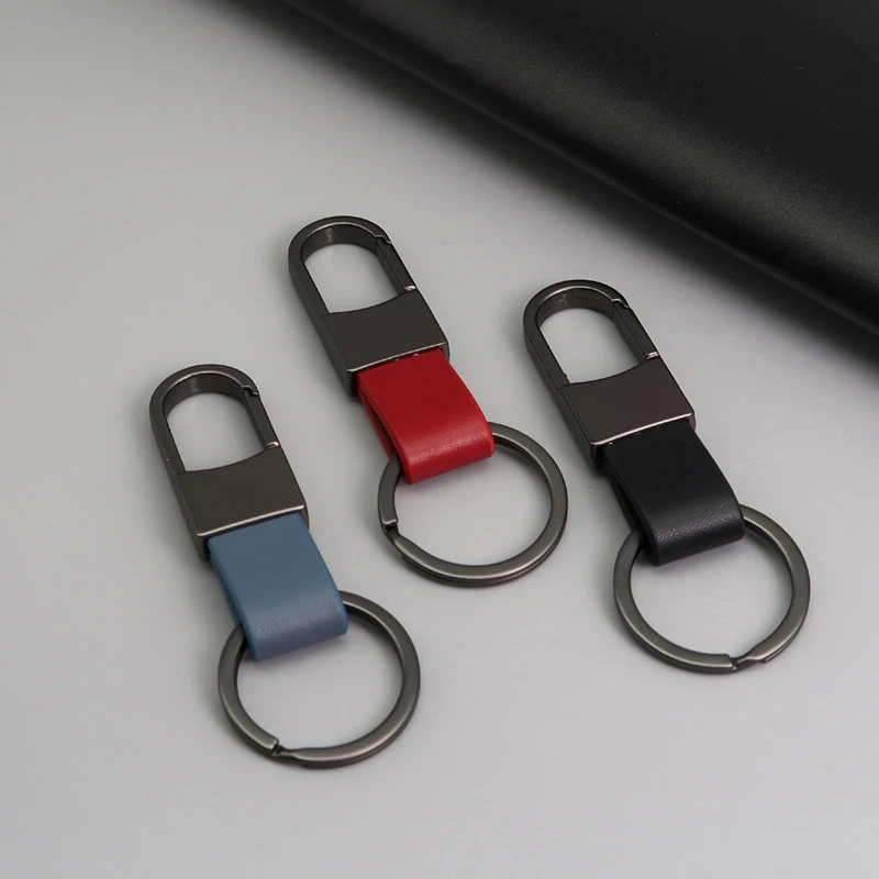 Leather Keychain Metal Waist Hanging Key Holder Car Keychains Mobile Phone Bag Accessories Keyring Cool Gadgets Gifts for Men