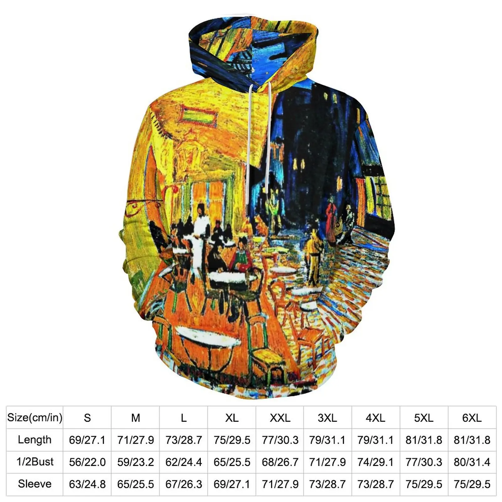 Van Gogh Print Casual Hoodies Long-Sleeve Cafe Terrace Aesthetic Hoodie Autumn Loose Graphic Oversize Clothes