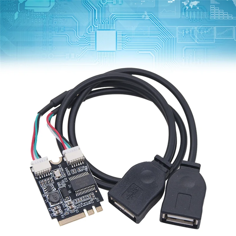 

Well Made-M.2 To USB Riser Card 480Mbps M.2 KEY A+E To Dual Port USB2.0 Expansion Card With Riser Cable For Win10