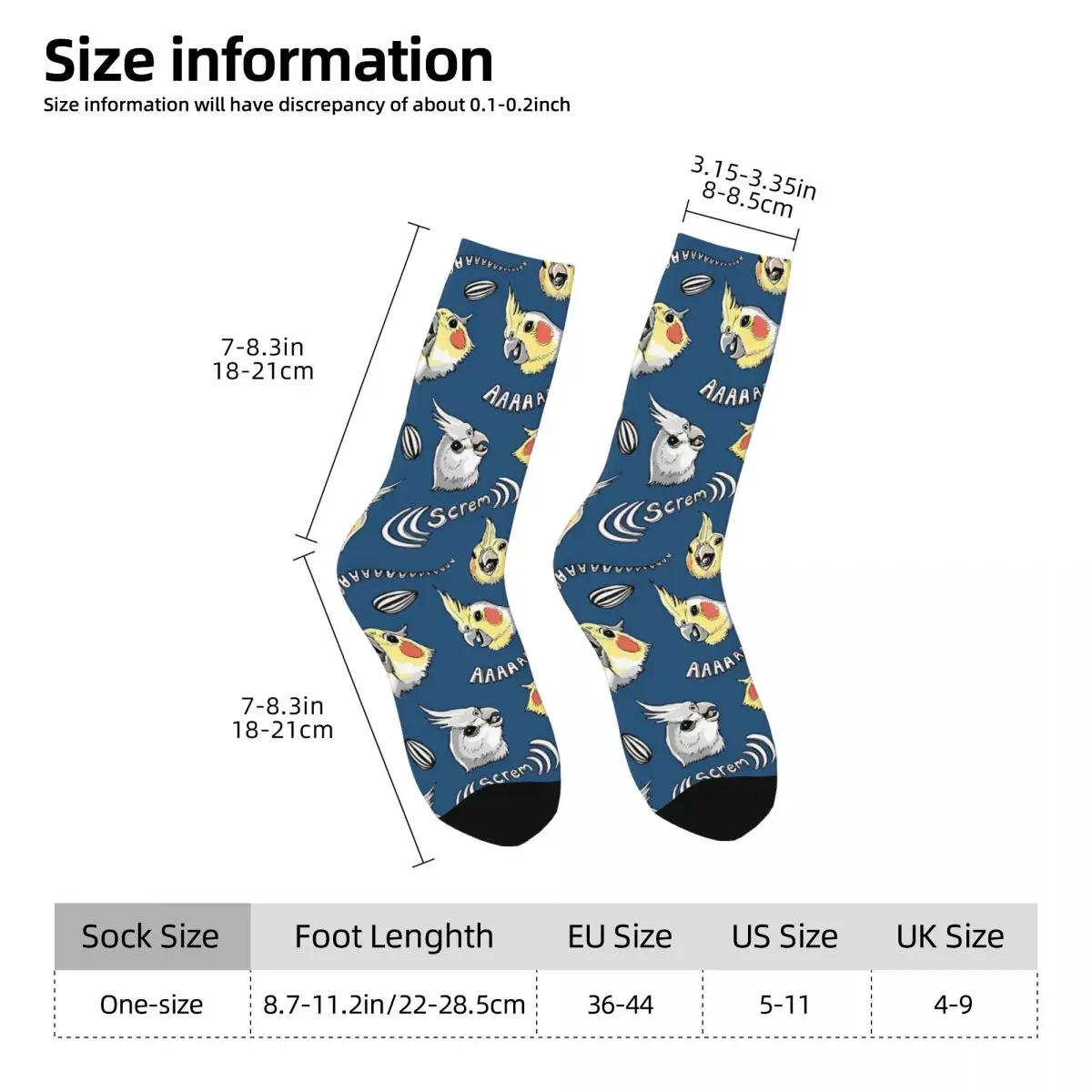 Hip Hop Cockatiel Screm Crazy Men's Socks Parrot Pet Bird Unisex Harajuku Pattern Printed Funny Novelty Crew Sock Boys Gift