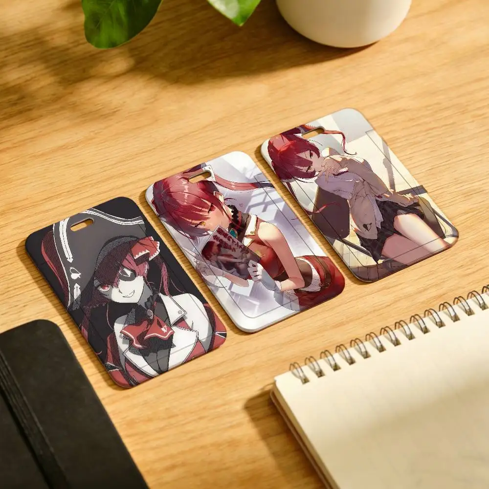 Vtuber Houshou Marine Lanyard Pull Back Clip Holder and Card Holder Rotating Back ID Card Family Gift