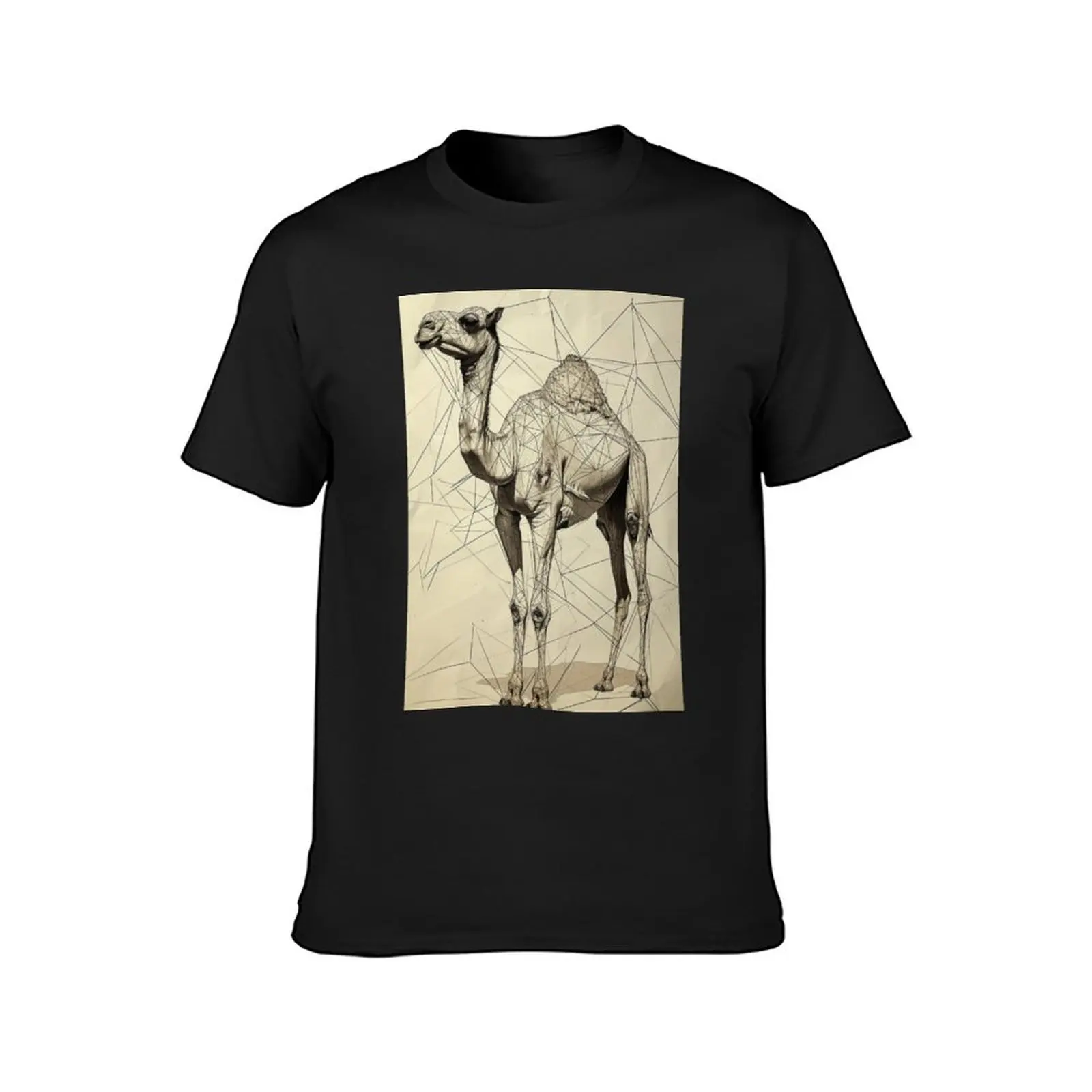 Linear Image of a Camel: Minimalistic Elegance in an Abstract Graphic Design T-Shirt plain tees mens graphic t-shirts