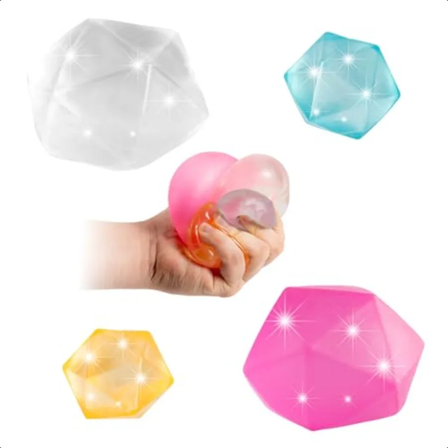 

4 Pack Squishy Fidget Toys for Adults ice Cube squishies Toy Anxiety Str Relief Squeeze Ball Hand Exercise Solid Diamond Squeez