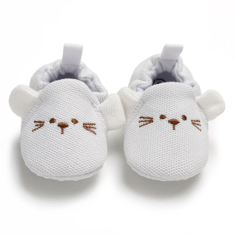 Baby Stricken Garn Baby Schuhe Cartoon Stickerei Flache Schuhe Baby Mädchen Jungen Anti Slip Erste Schritt Winter Baby Schuhe